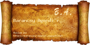 Barancsy Agenór névjegykártya